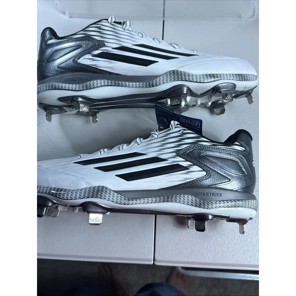NEW Adidas PowerAlley 3 Baseball Cleats Men US 11.5 Litestrike Iron Skin BLK GRY